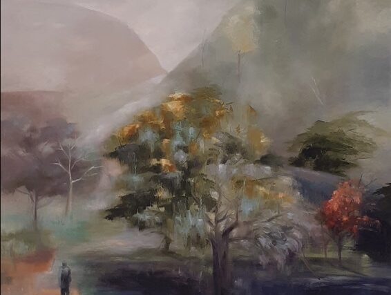 tangerine path, oil on canvas, 100x100cm