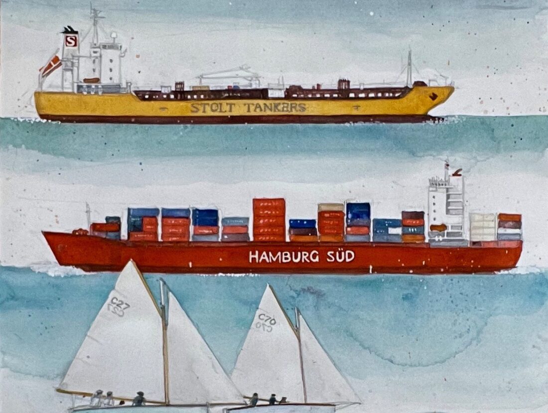 Ship Spotting, South Channel 70 x 51 cm