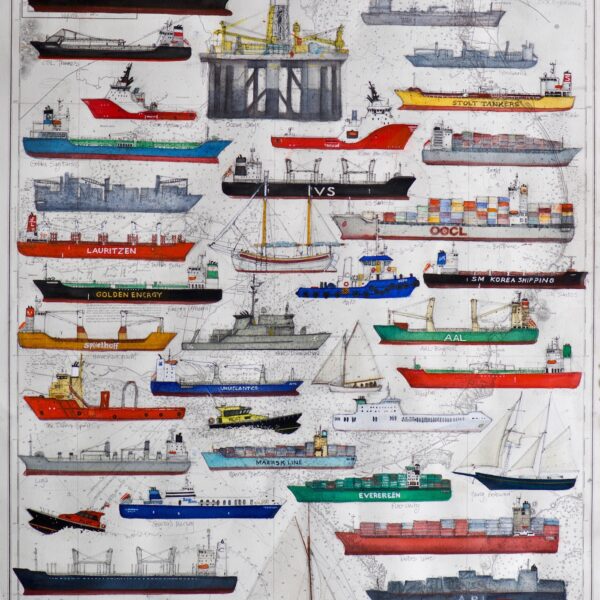 Ship Spotting, Port Phillip. watercolour, 116 x 81 cm